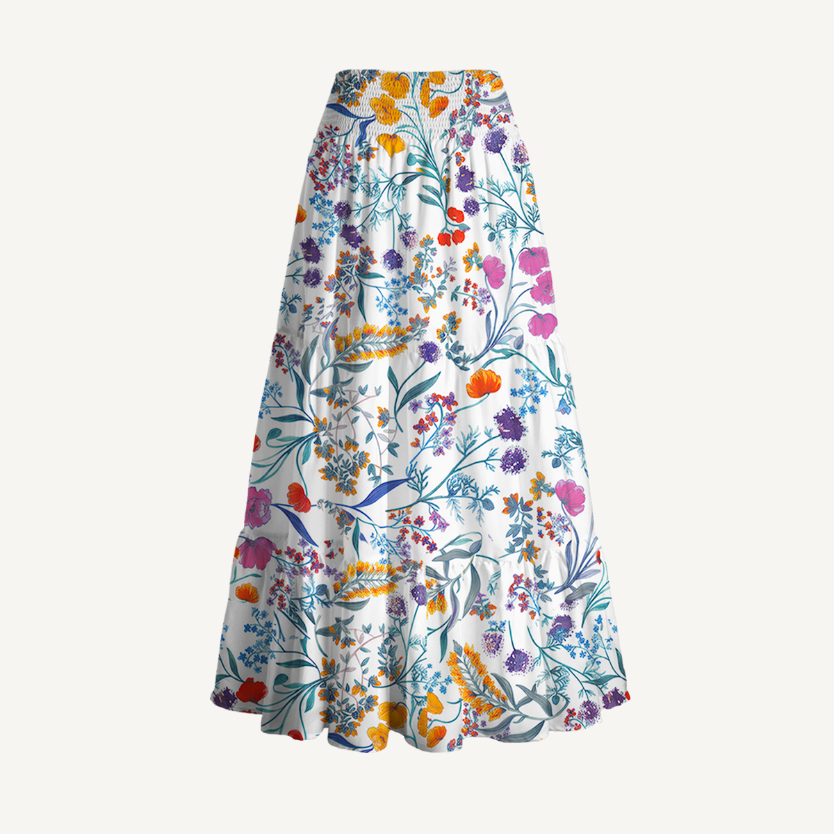 Fiery Meadow Print Maxi Skirt