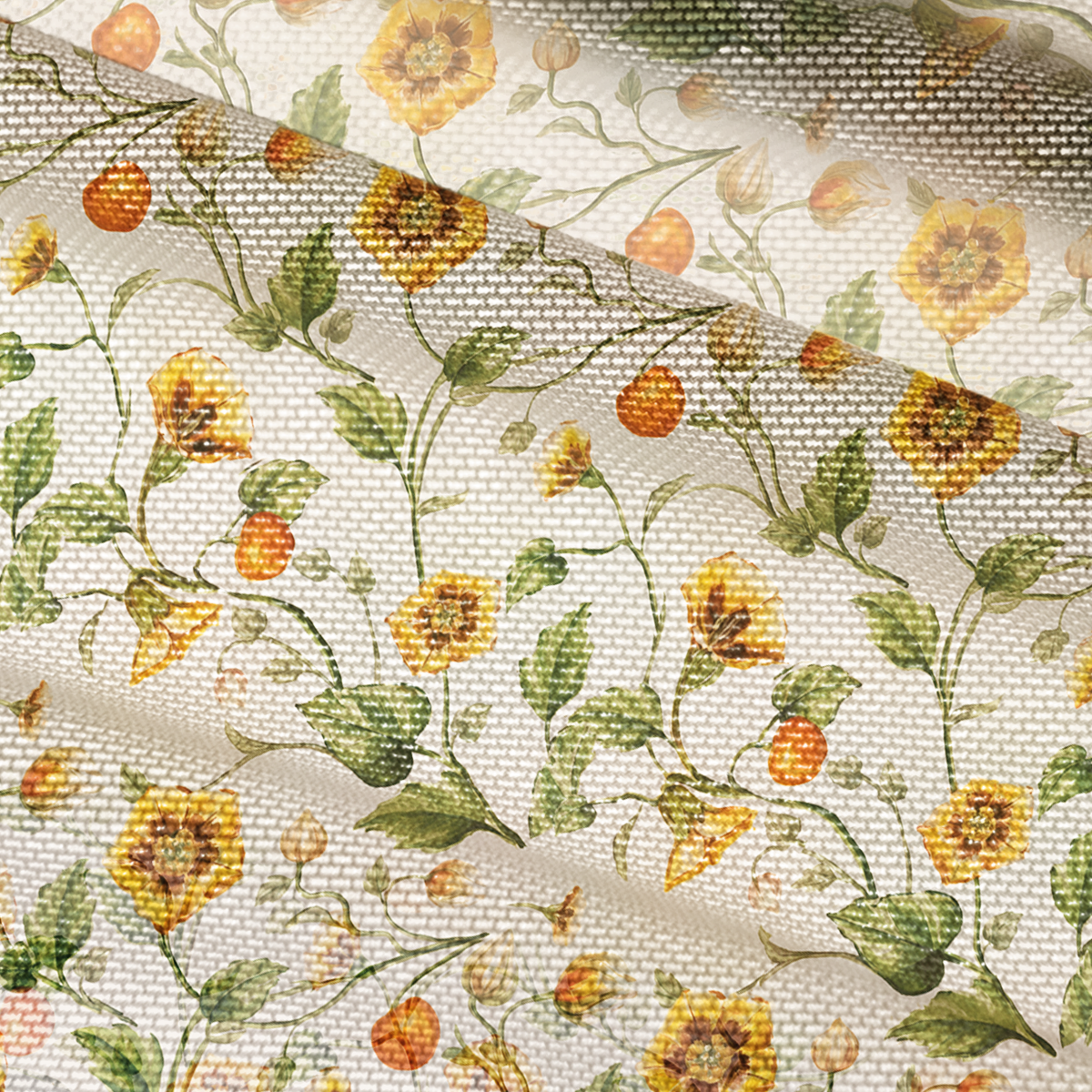 V-Neck Short Sleeve Golden Field Print Mesh Top