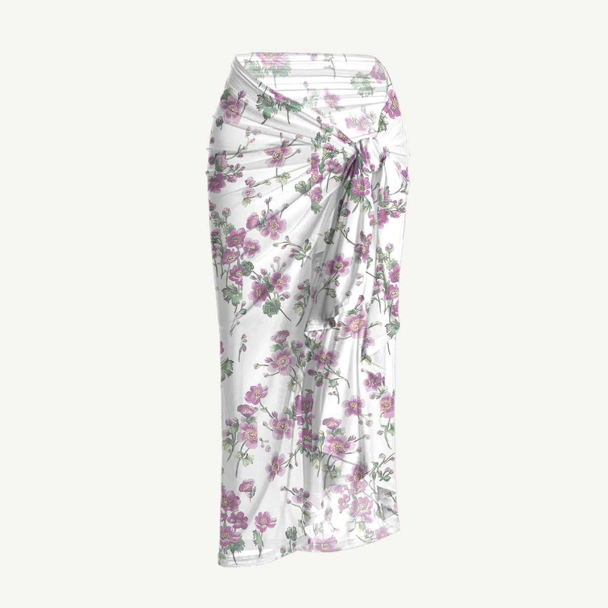 Lavender Field Whisper One Shoulder One Piece Swimsuit and Matching Sarong Set for Women