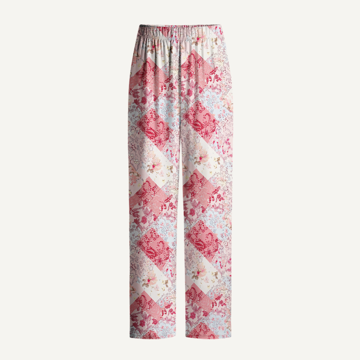 Shabby Chic Floral Patchwork Print Long Pajama Set 