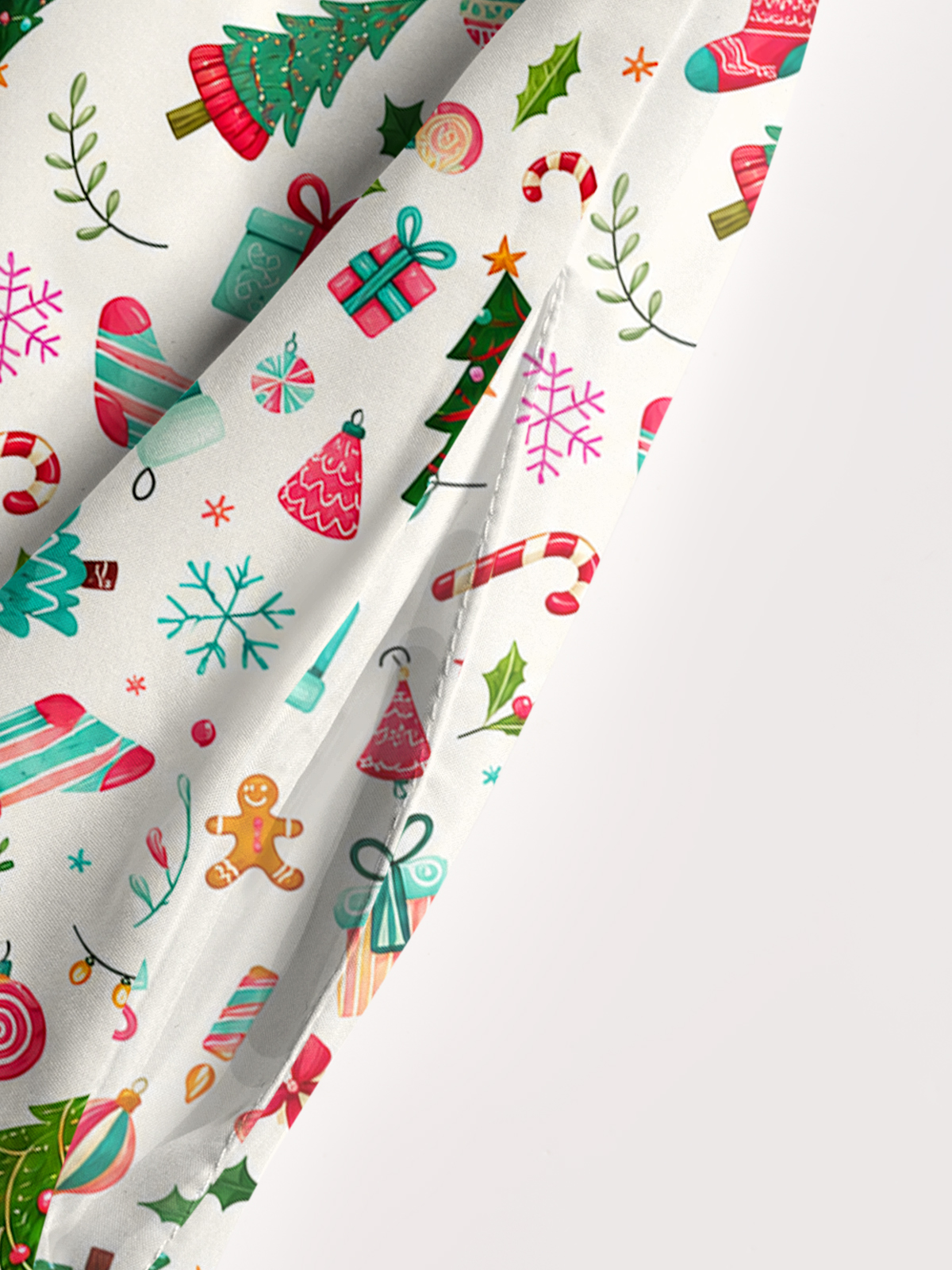 Christmas Gift & Candy Cane Print Wide Straps Maxi Dress With Pockets
