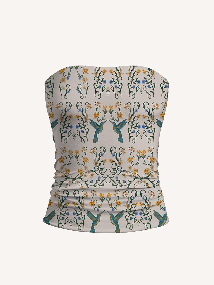 Whispering Hummingbird Print Boho Bandeau Headband