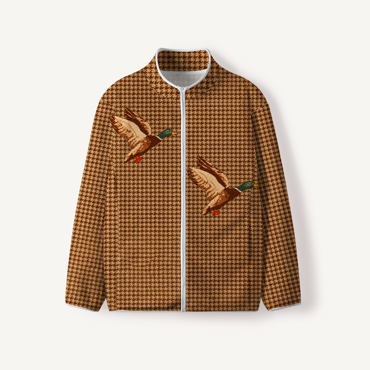 Classic Tweed Wild Duck Print Fleece Jacket