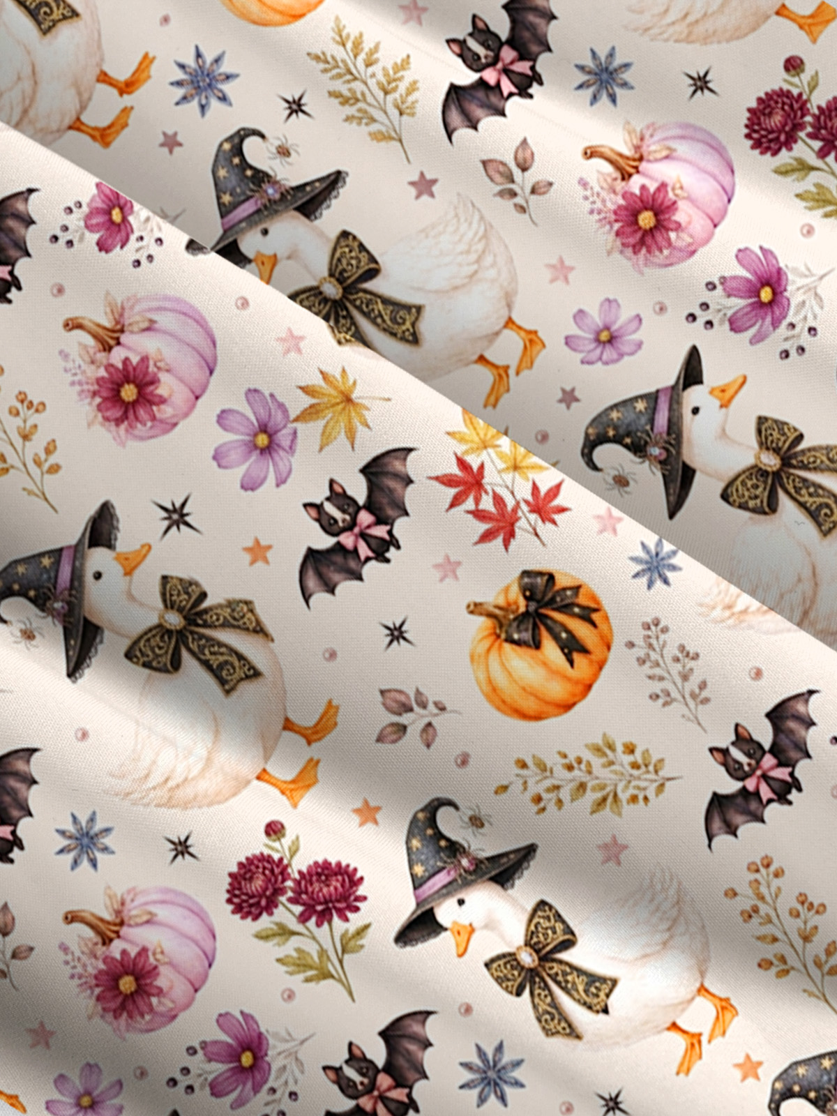 Rustic Halloween Goose Print Wide Straps Maxi Dress With Pockets