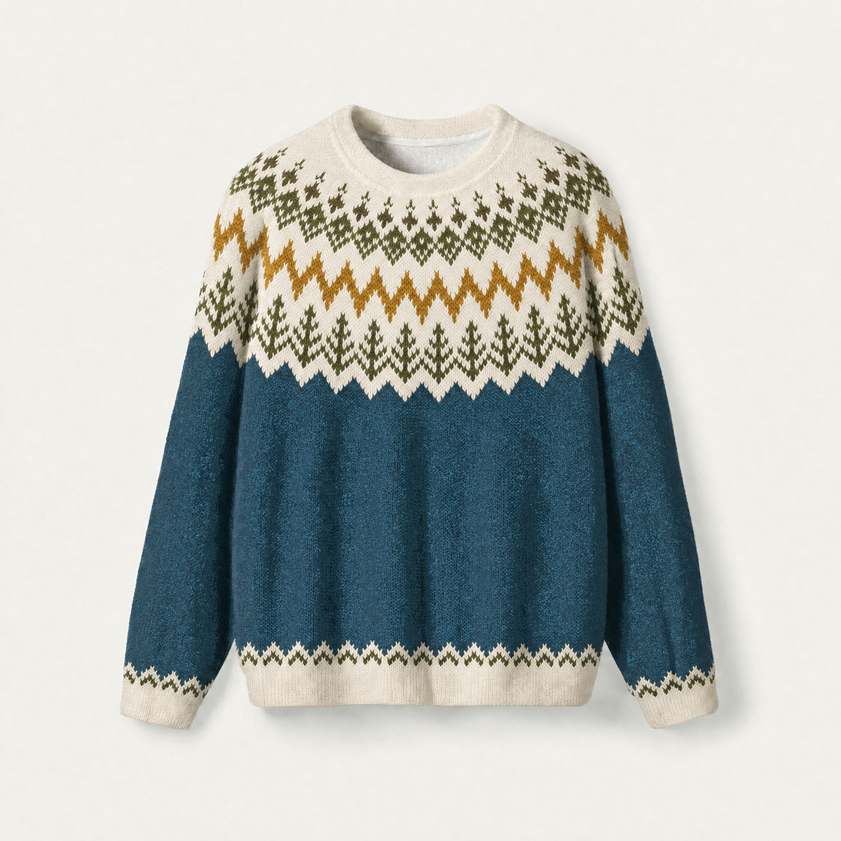 Nordic Winter with Forest Fuzzy Crewneck Sweater