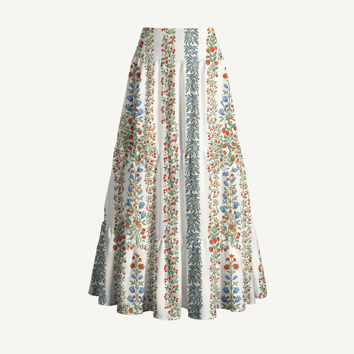 Strawberry Vine Tales Print Maxi Skirt