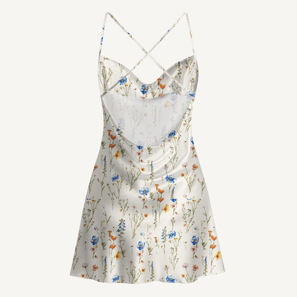Wild Bloom Satin Cross Back Mini Dress