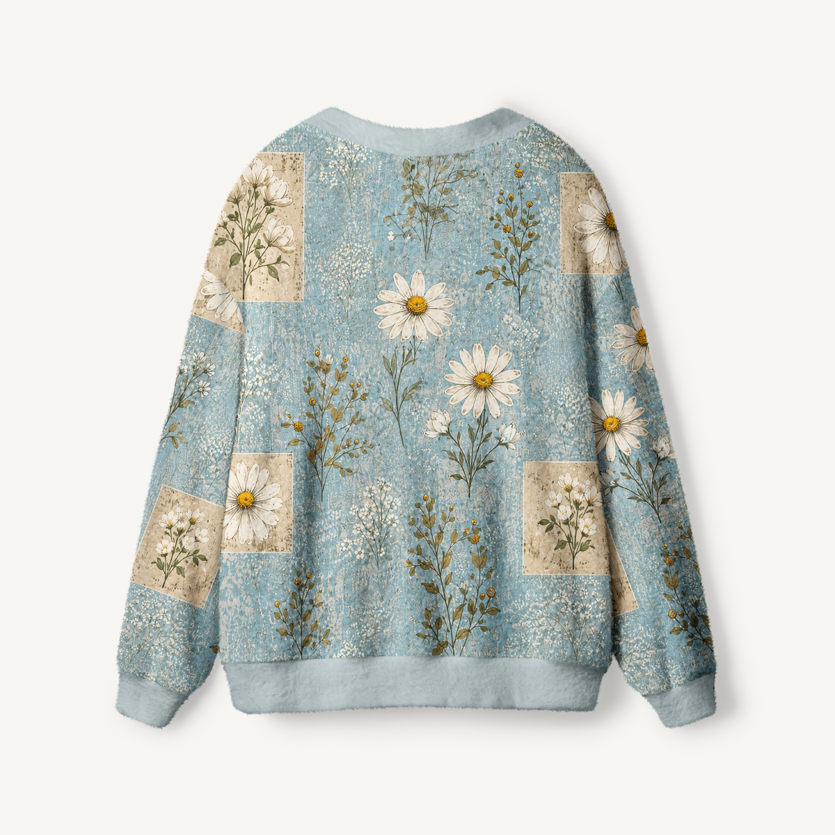Vintage Daisy Botanical Print Ugly Cardigan Sweaters