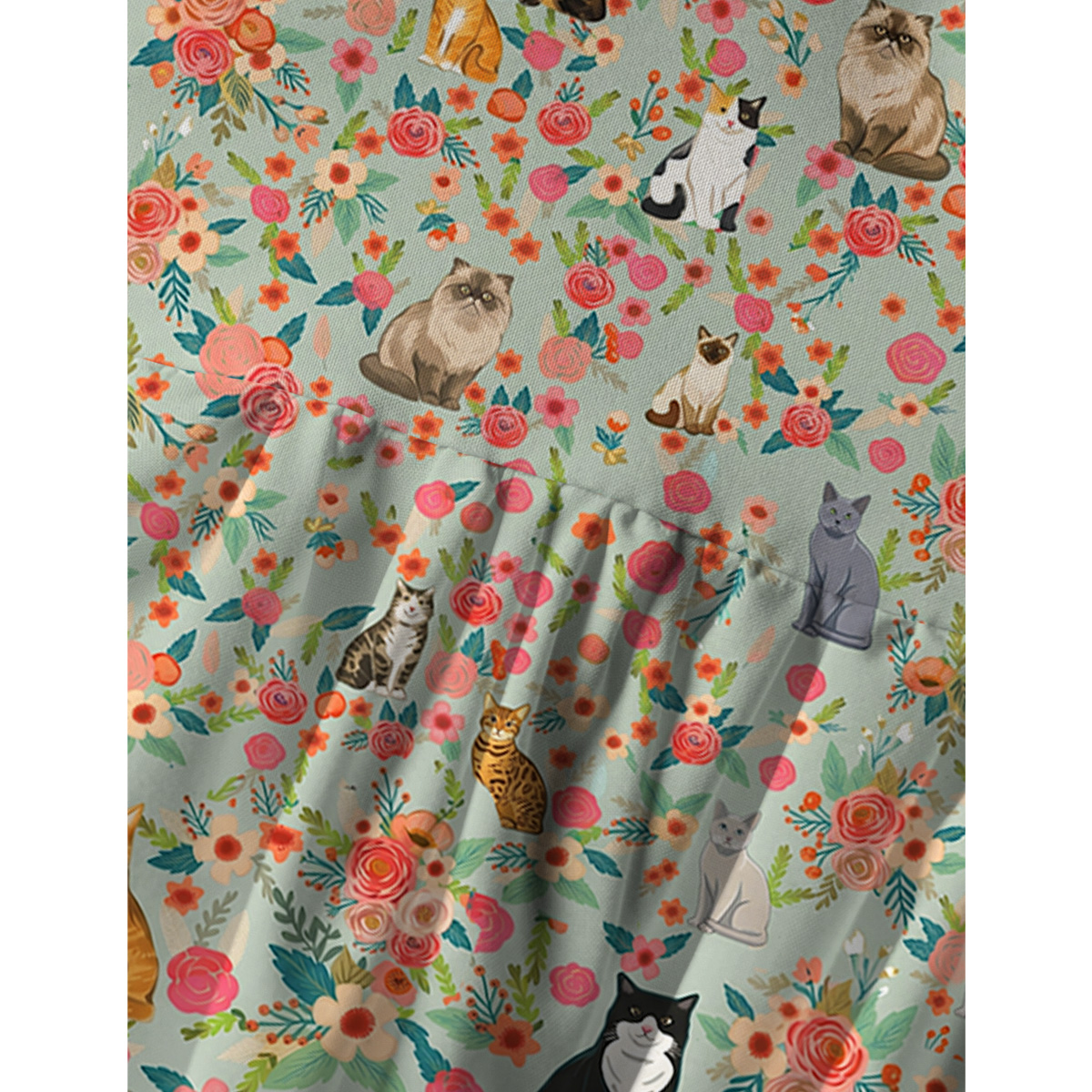 Flower Cat Spaghetti Strap Mini Dress