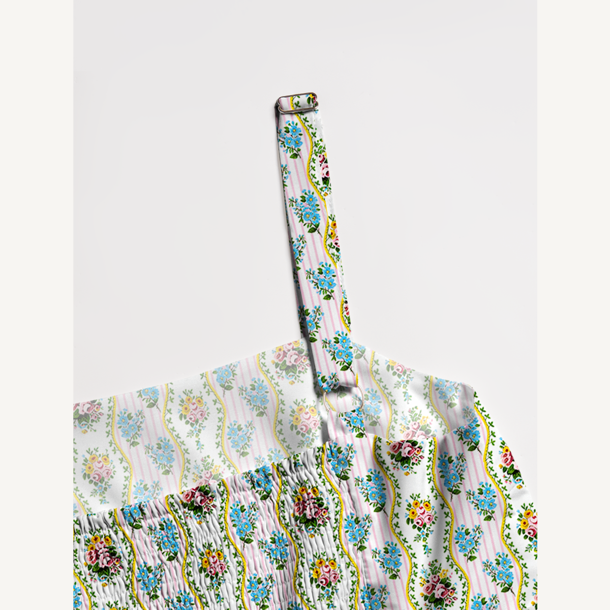 Square Neck Vintage Bouquet Rose Print Slip Dress