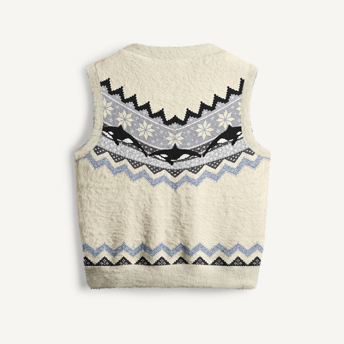 Monochrome Marine Yoke Print V-Neck Sweater Vest