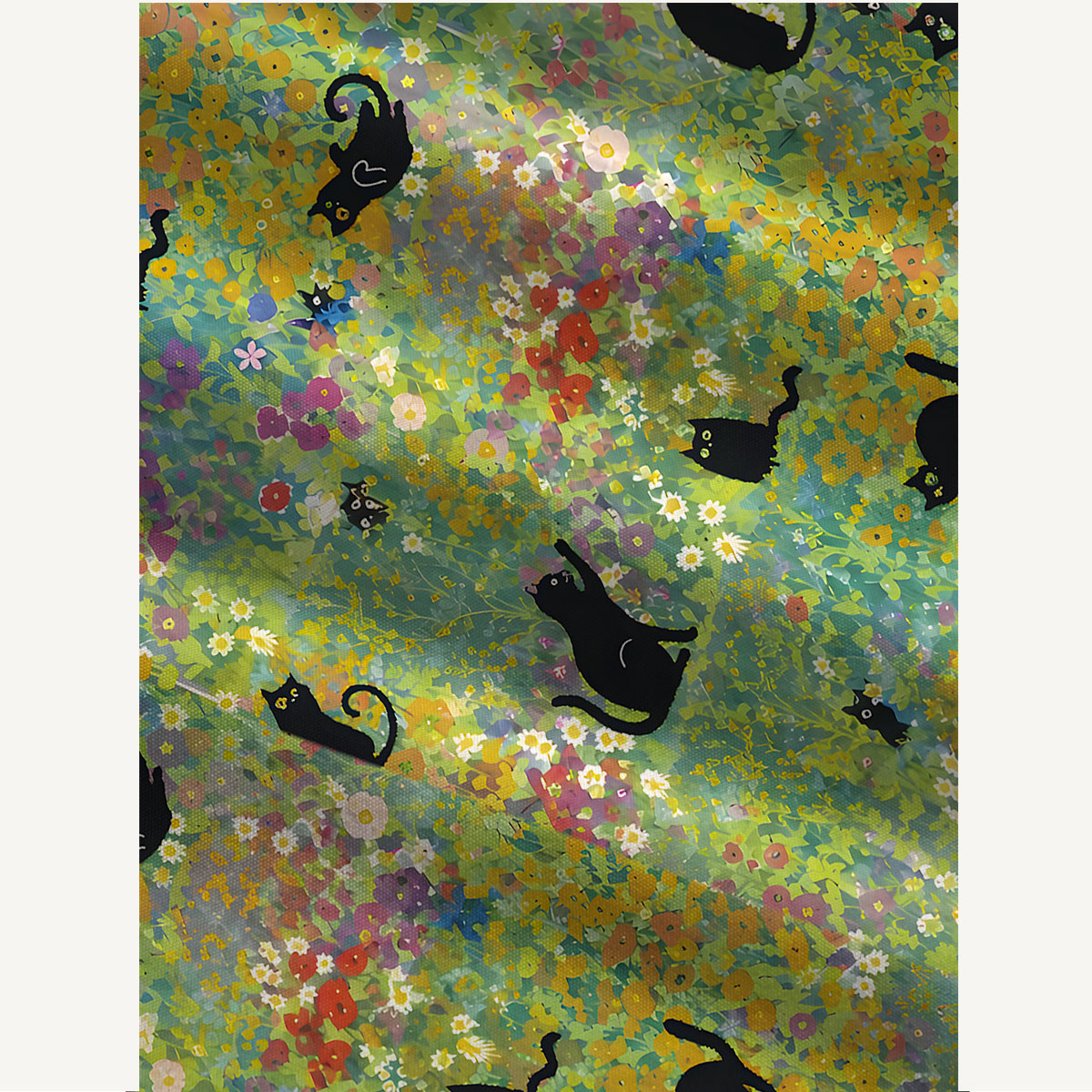 Wildflower Garden Black Cat Print Boho Jumpsuit with Pockets for Women