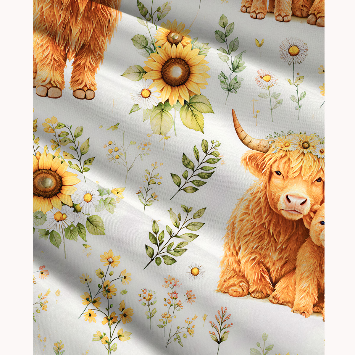 Spring Highland Cow Floral Print Convertible Maxi Skirt & Strapless Dress  