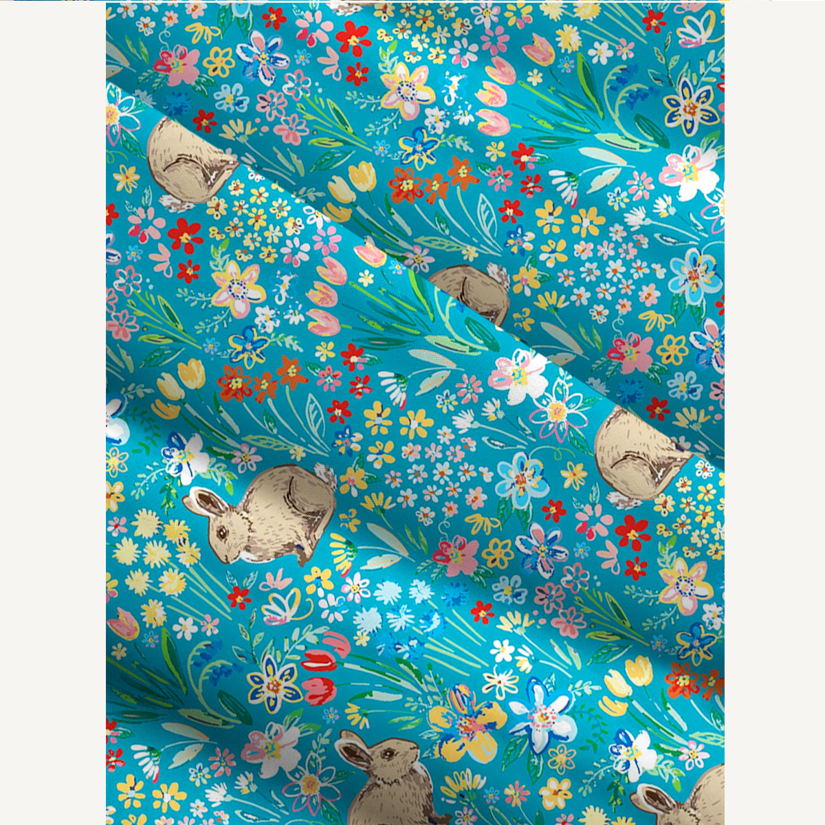 Blue Garden Rabbit Print Slip Dress