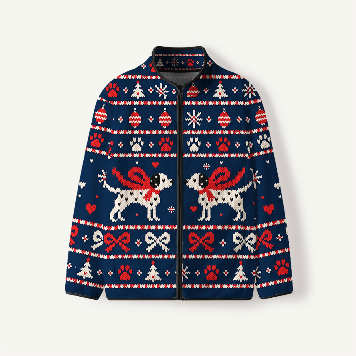 Festive Dog Scarf Fairisle Print Fleece Jacket