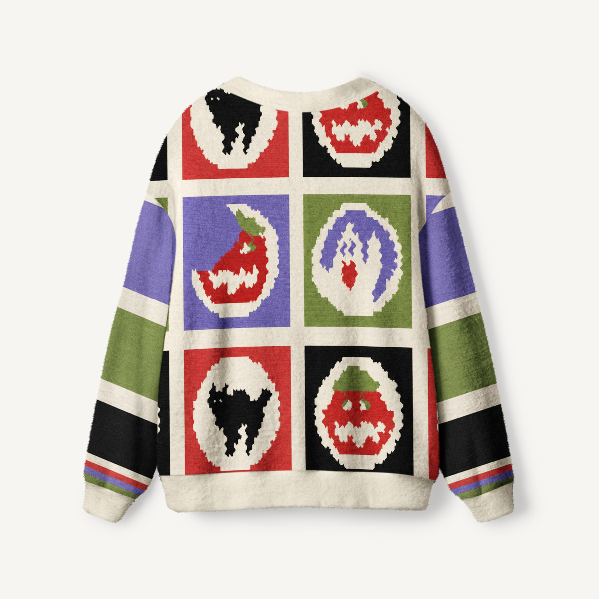 Pixel Halloween Party Patchwork Print Ugly Cardigan Sweaters