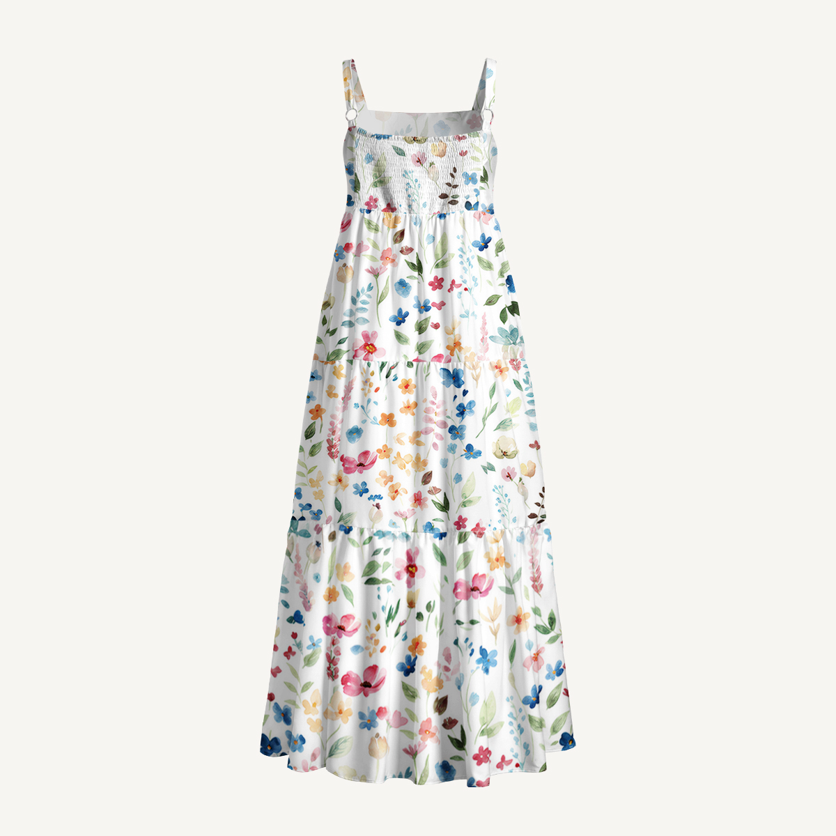 Wildflower Dream Print Quilt Wide Straps Maxi Dress With Pockets
