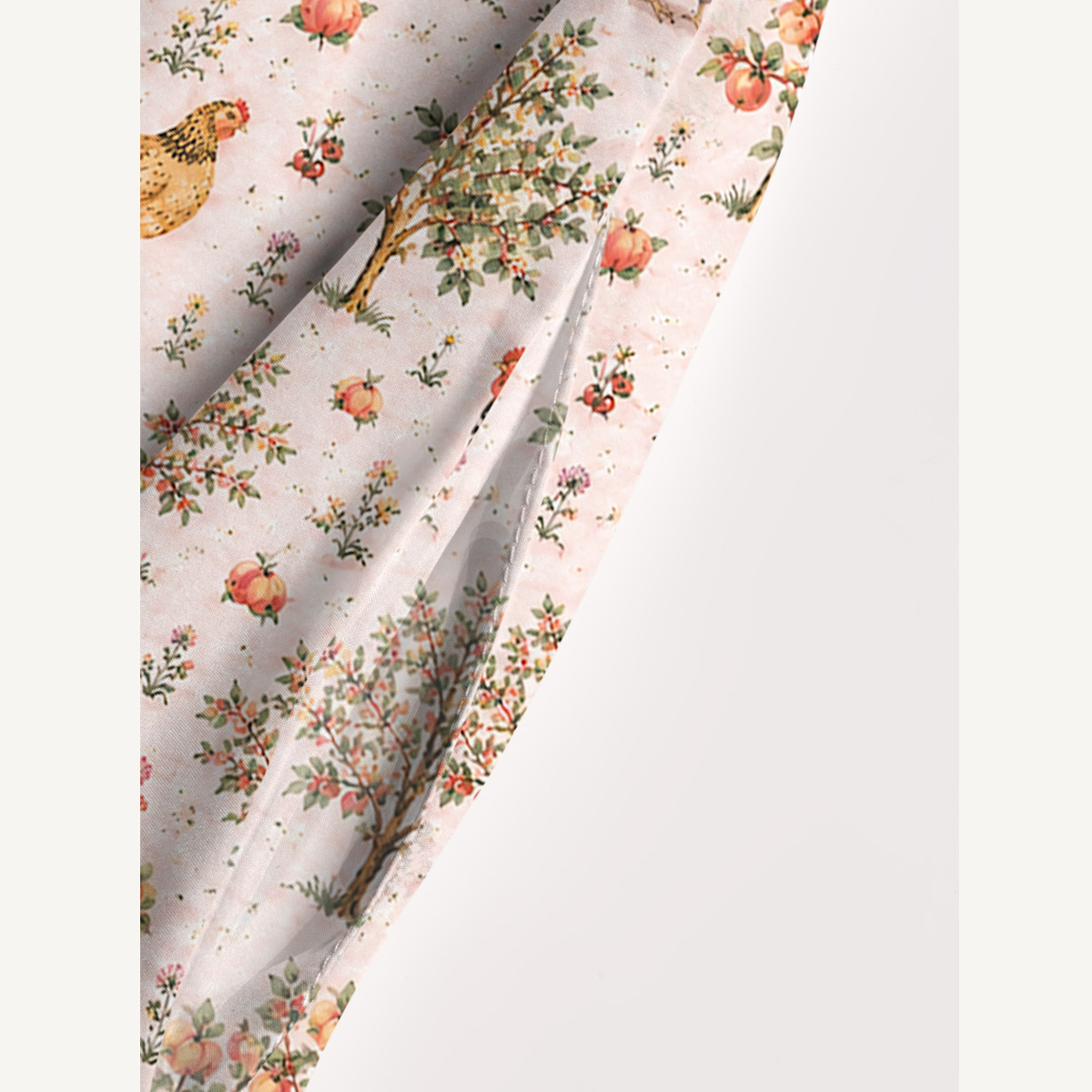 Farm Orchard with Chickens and Fruit Trees Print Wide Straps Maxi Dress With Pockets