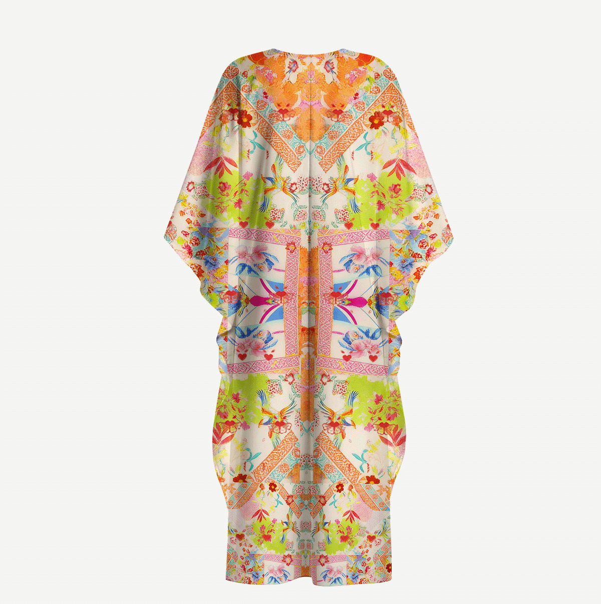  V‑Neck Vivid Lily Sleeve Kaftan Dress