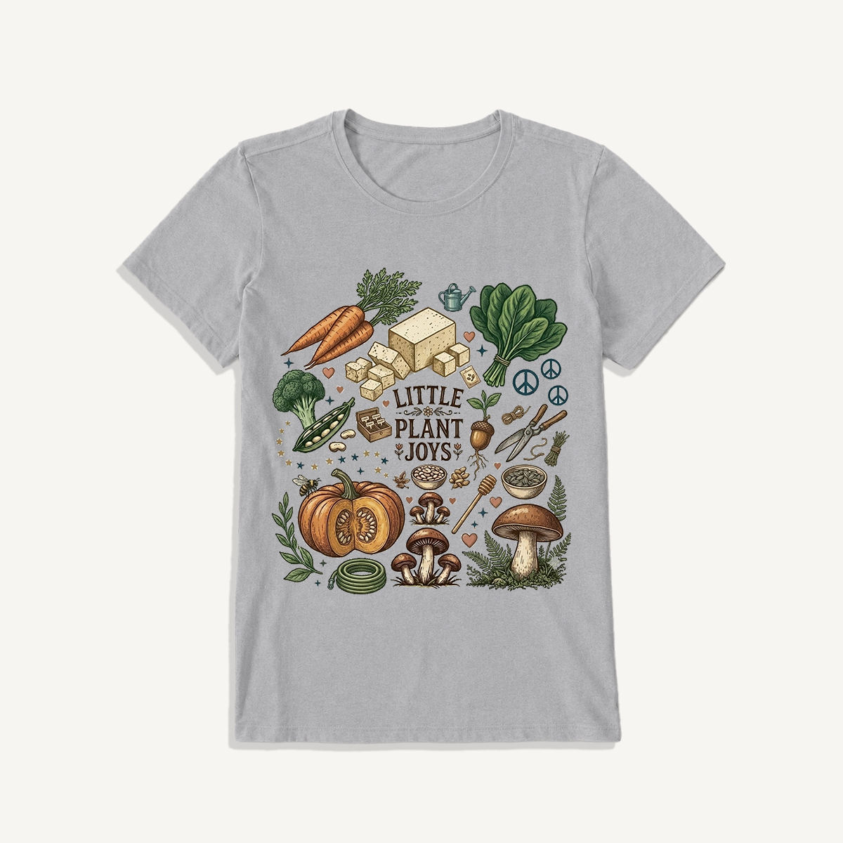 Little Plant Joys Print Crew Neck Cotton Tee