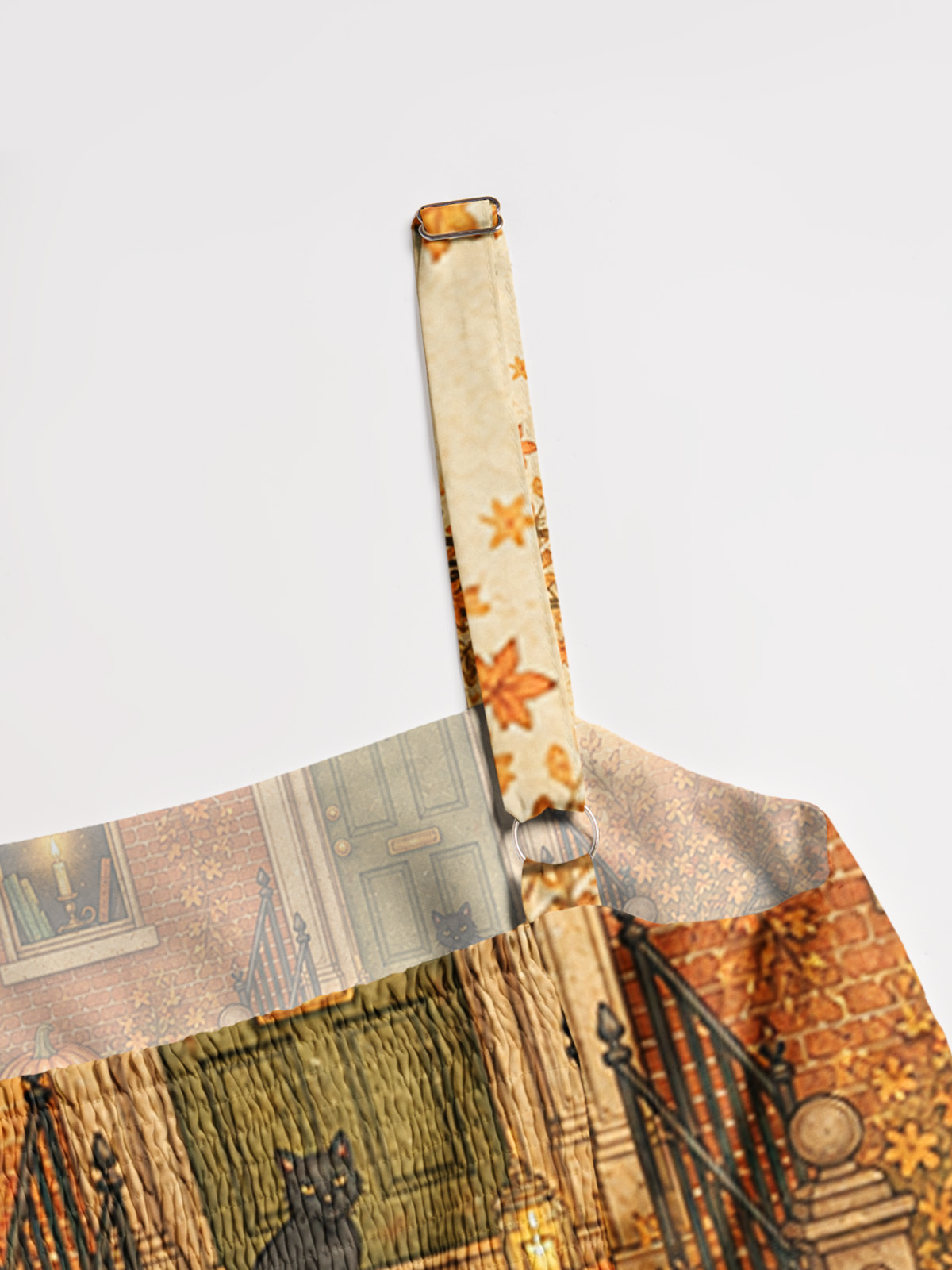 Golden Autumn Porch Light Print Wide Straps Maxi Dress With Pockets
