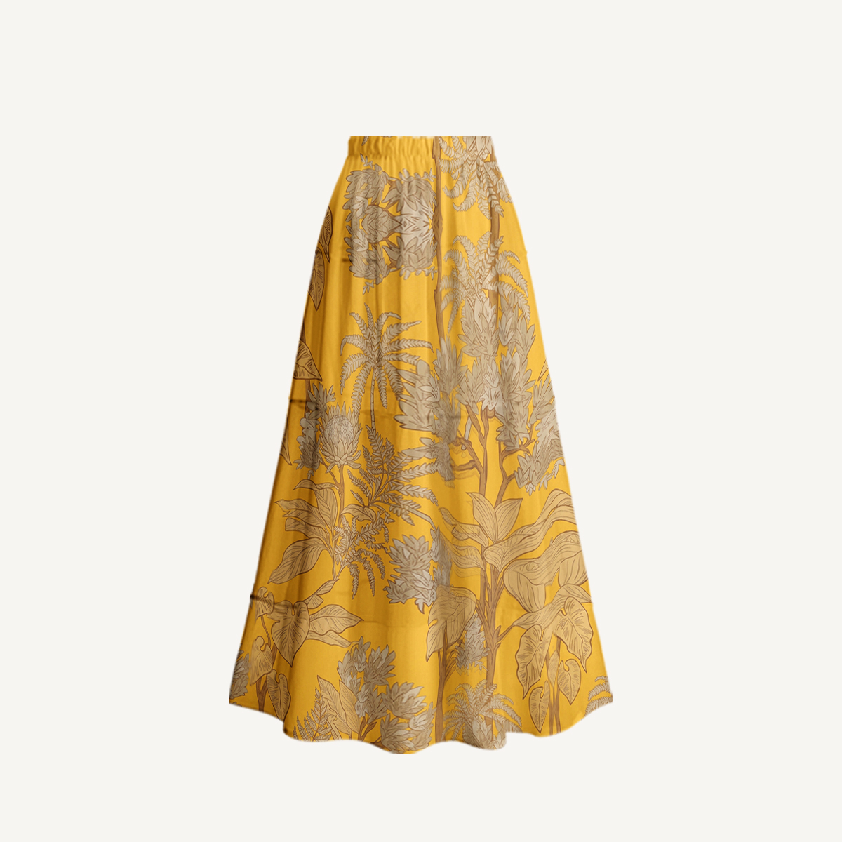 Golden Palm One Shoulder One Piece Swimsuit and Matching Sarong Set for Women