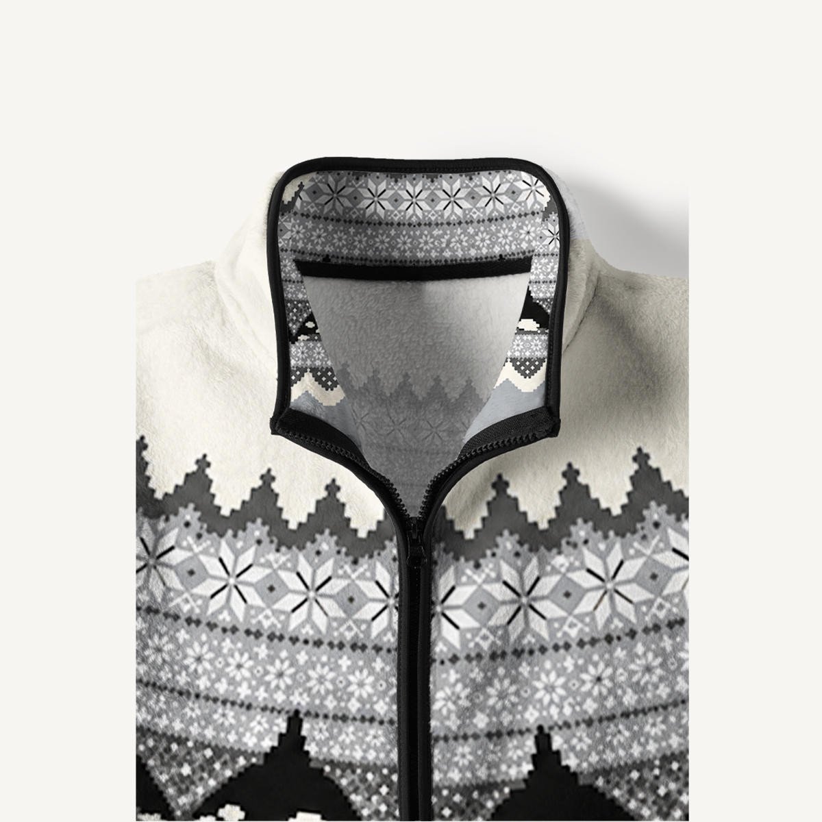 Monochrome Marine Yoke Print Fleece Jacket