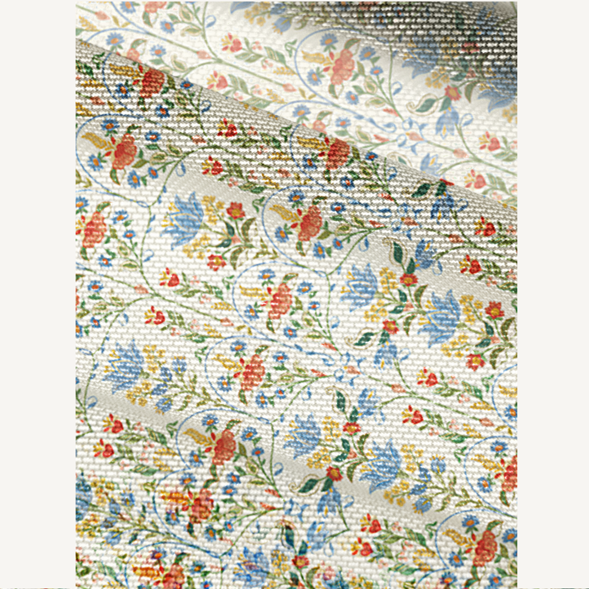 V-Neck Short Sleeve Folk Bloom Print Mesh Top