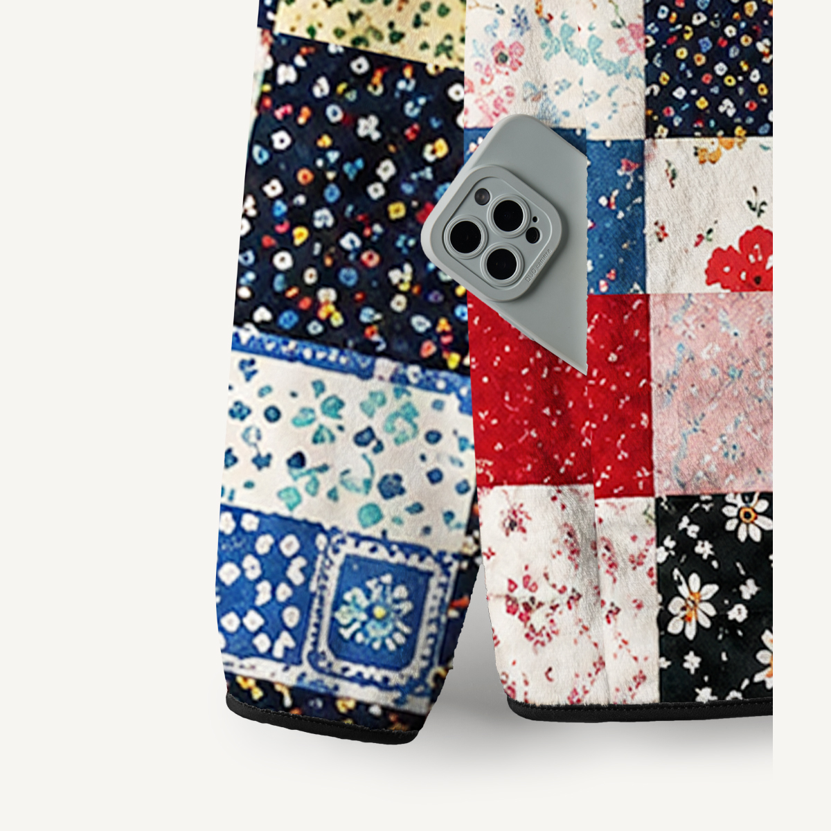 Prairie Cottage Floral Grid Print Fleece Jacket