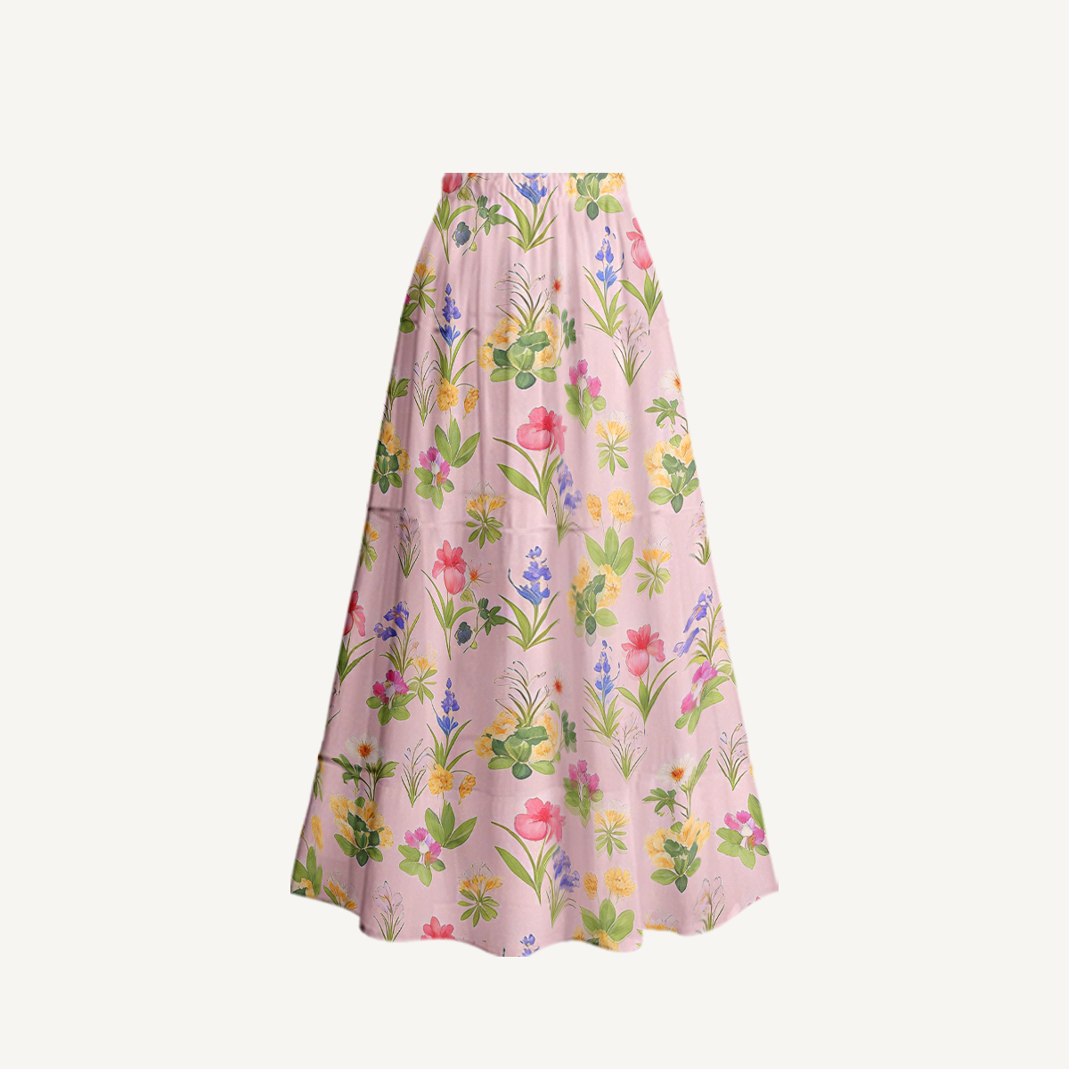 Delicate Blossom Ruffled V Neck One Piece Swimsuit and Matching Midi Skirt Set