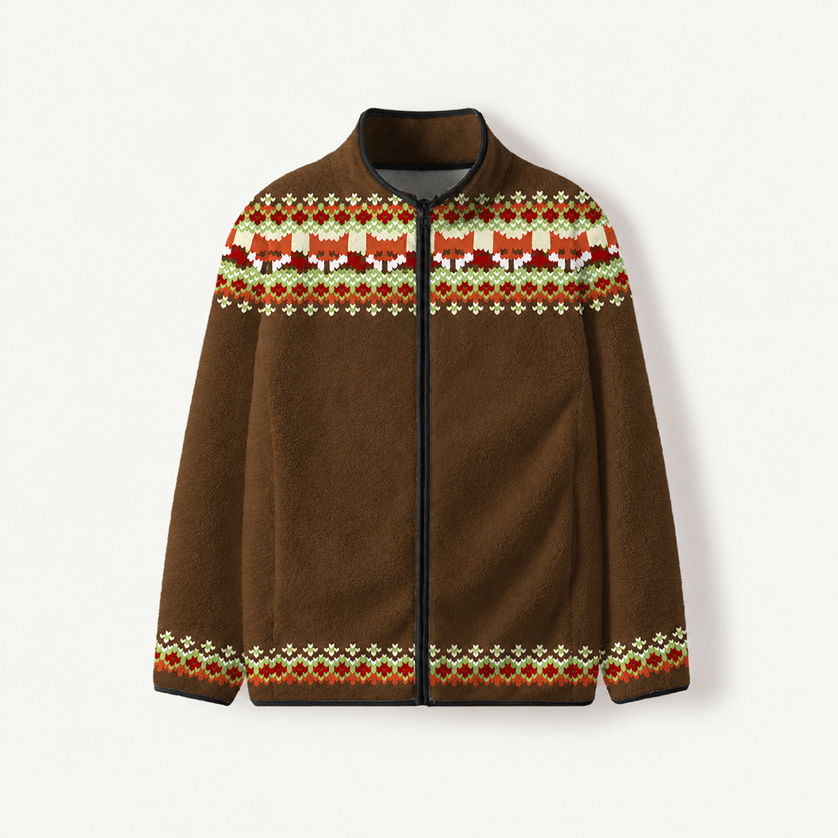 Fox Fair Isle Print Fleece Jacket