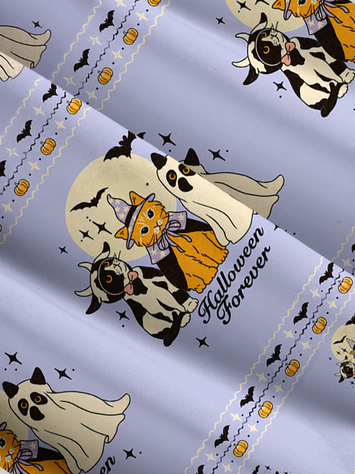 Halloween Cats Forever Print Wide Straps Maxi Dress With Pockets