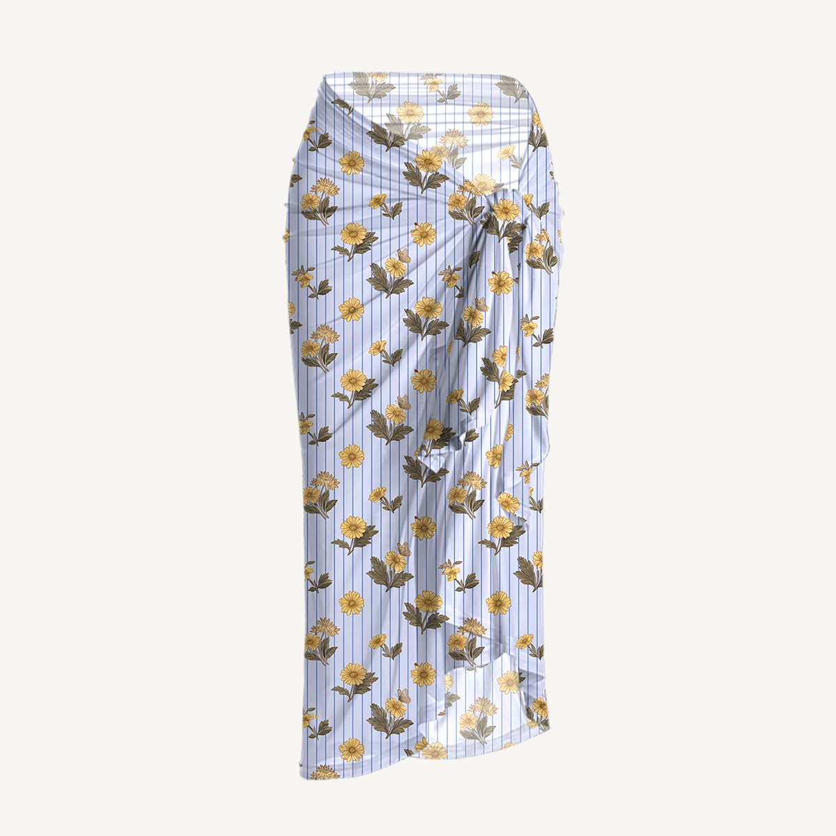 Blue Marigold One Shoulder One Piece Swimsuit and Matching Sarong Set for Women