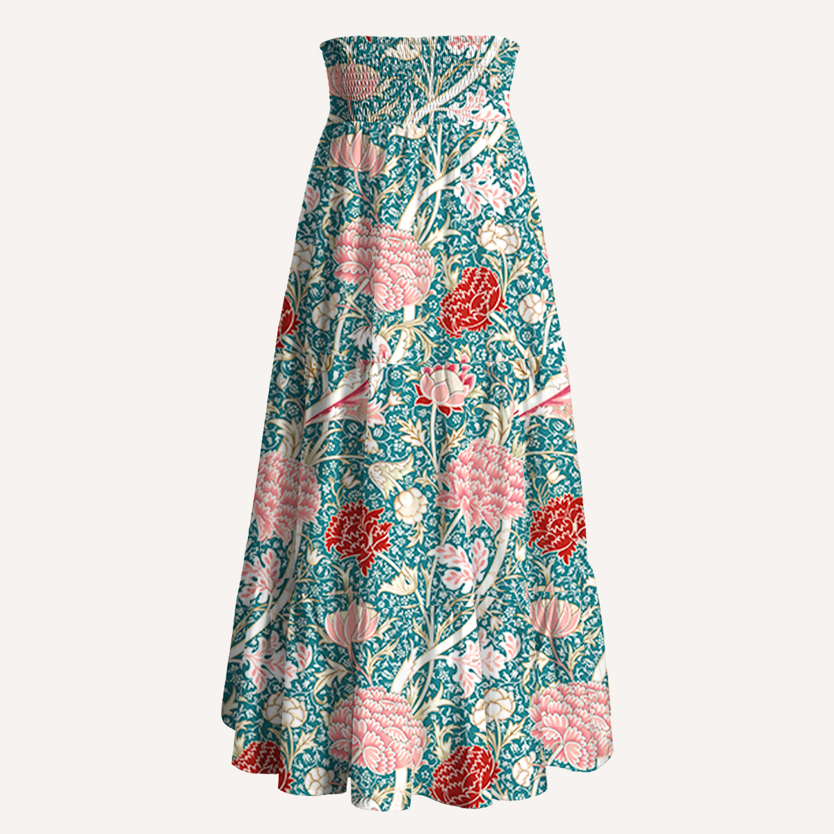 Lemon Pomegranate Garden Print Convertible Maxi Skirt & Strapless Dress  