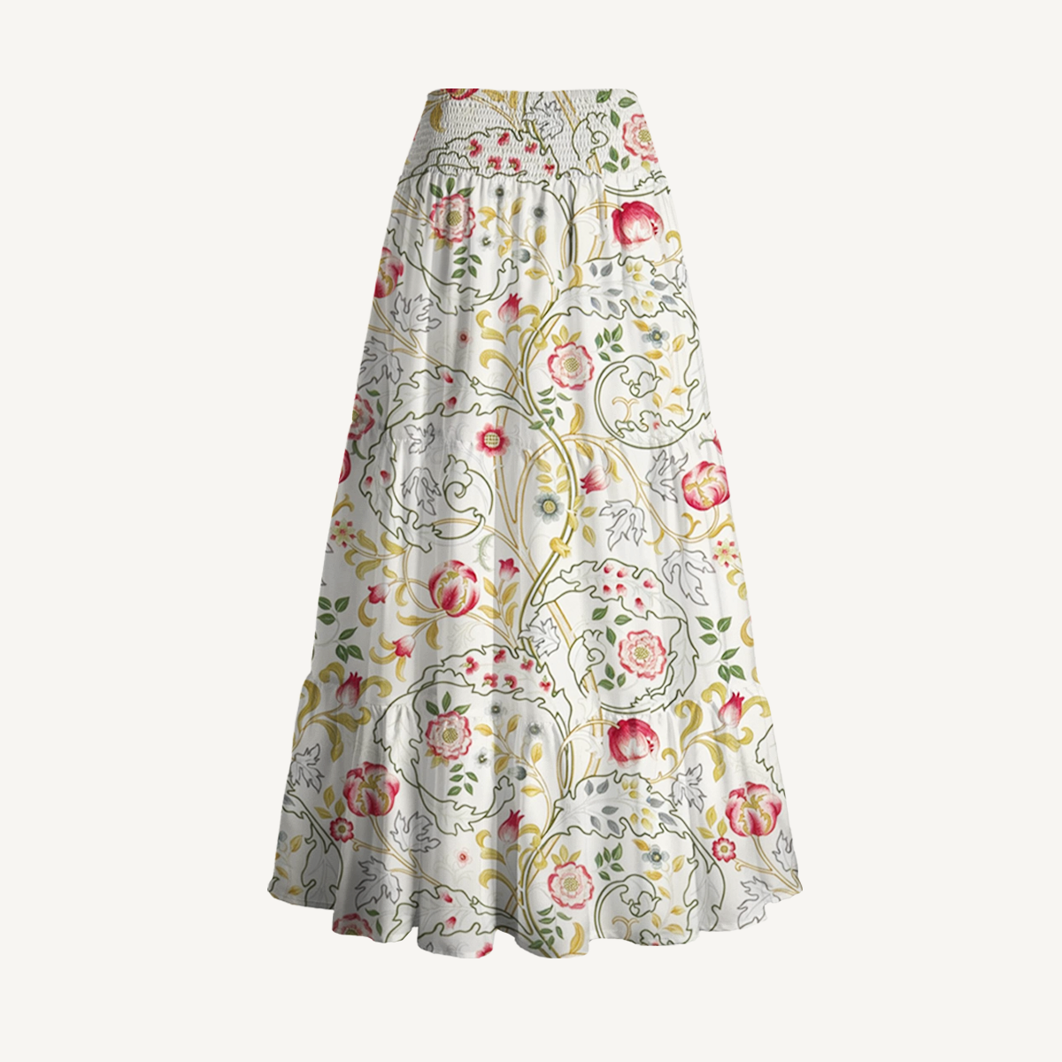 Peony Vine Garden Print Maxi Skirt