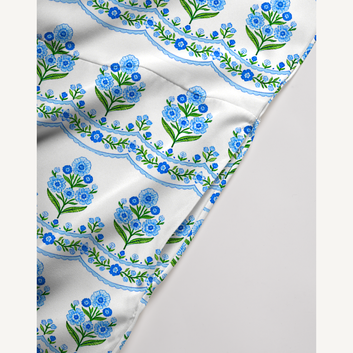 V-Neck Azure Folk Jumpsuit with Pockets for Women