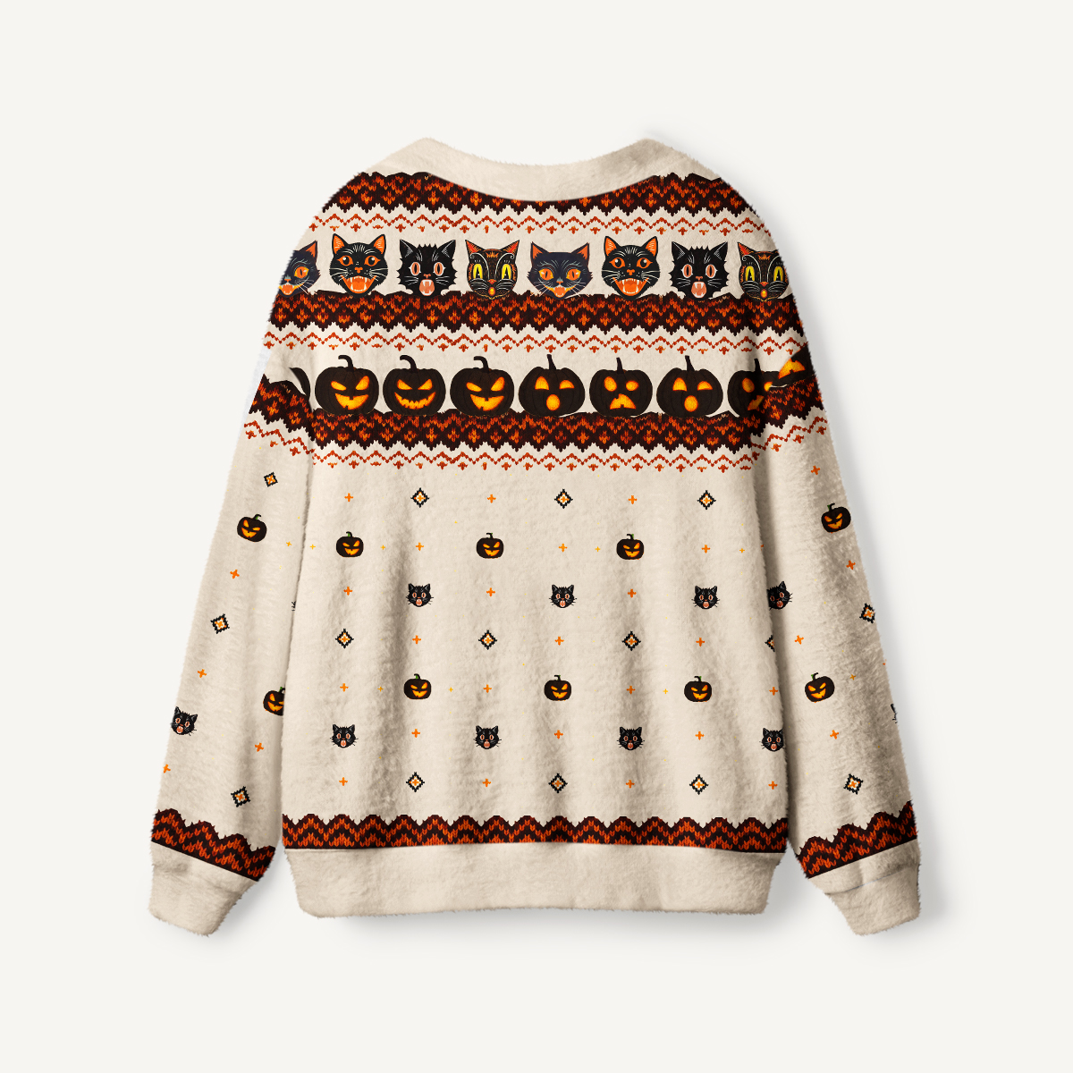 Halloween Pumpkin Art Print Ugly Cardigan Sweaters