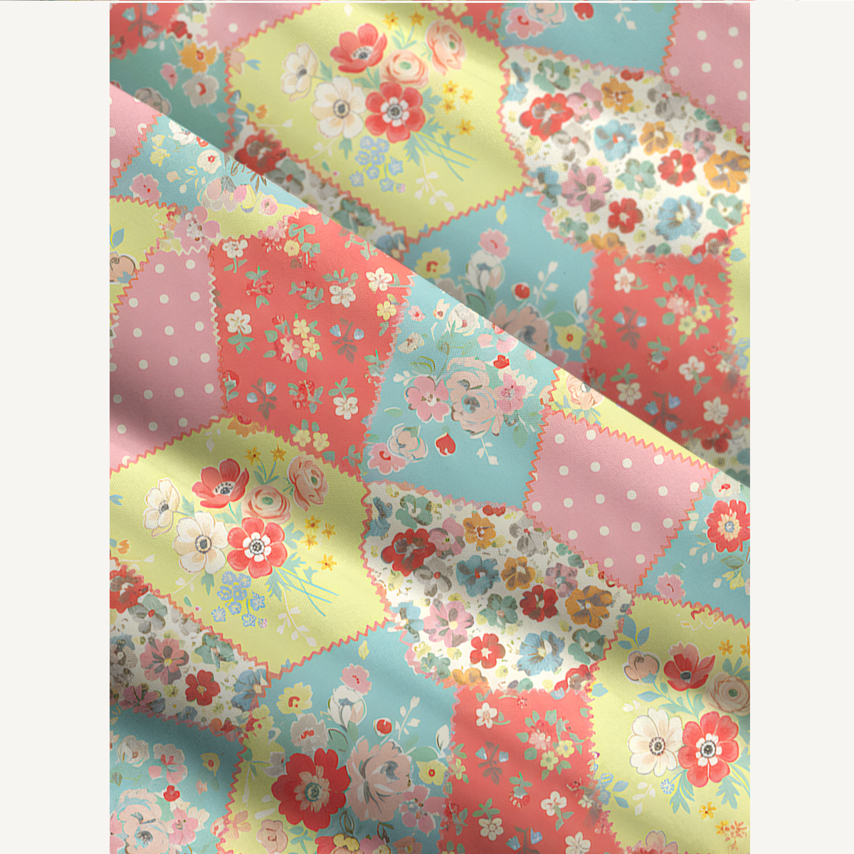 Square Neck Colorful Blossom Patchwork Print Slip Dress