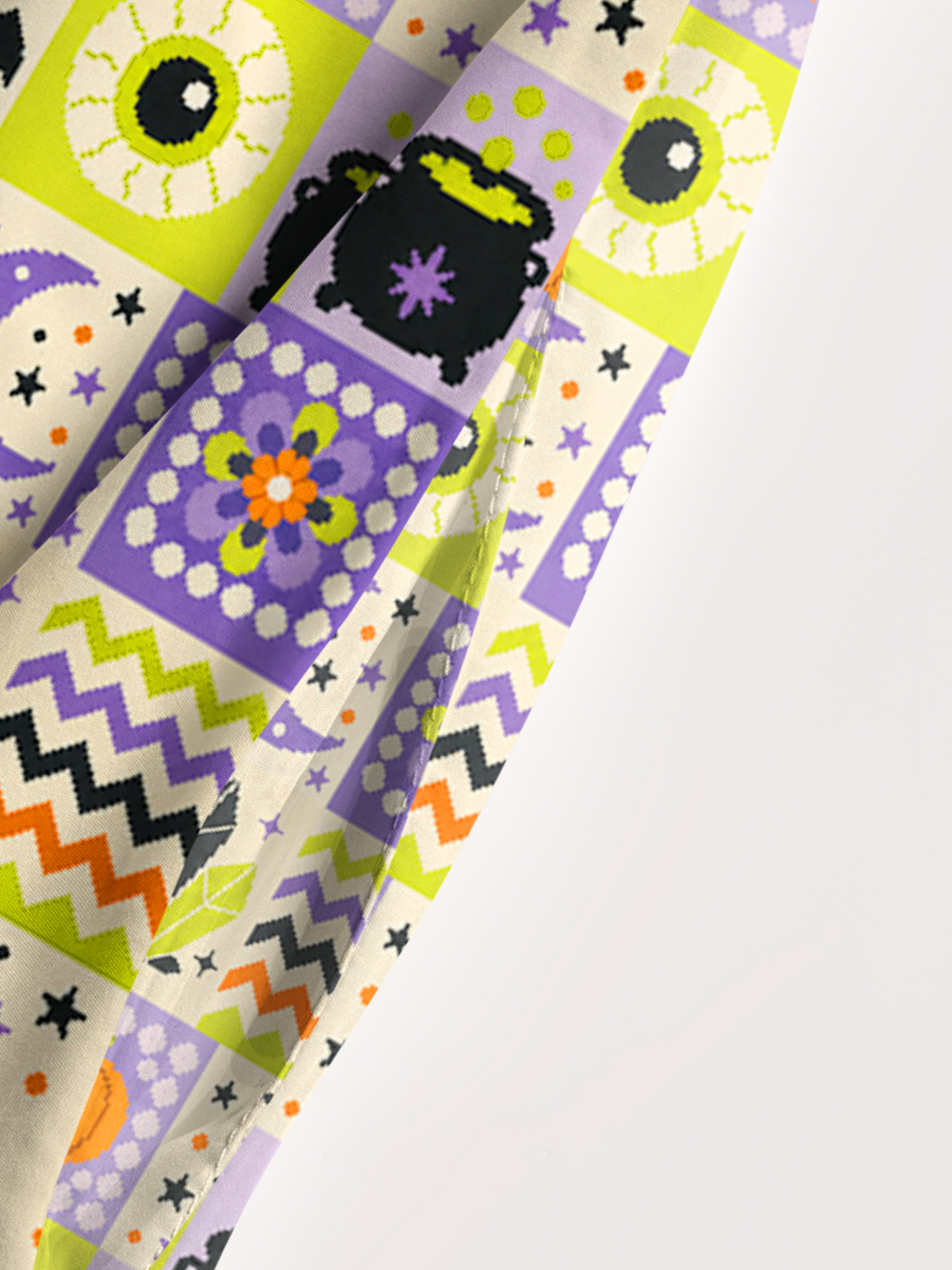 Pixel Halloween Patchwork Print Wide Straps Maxi Dress With Pockets