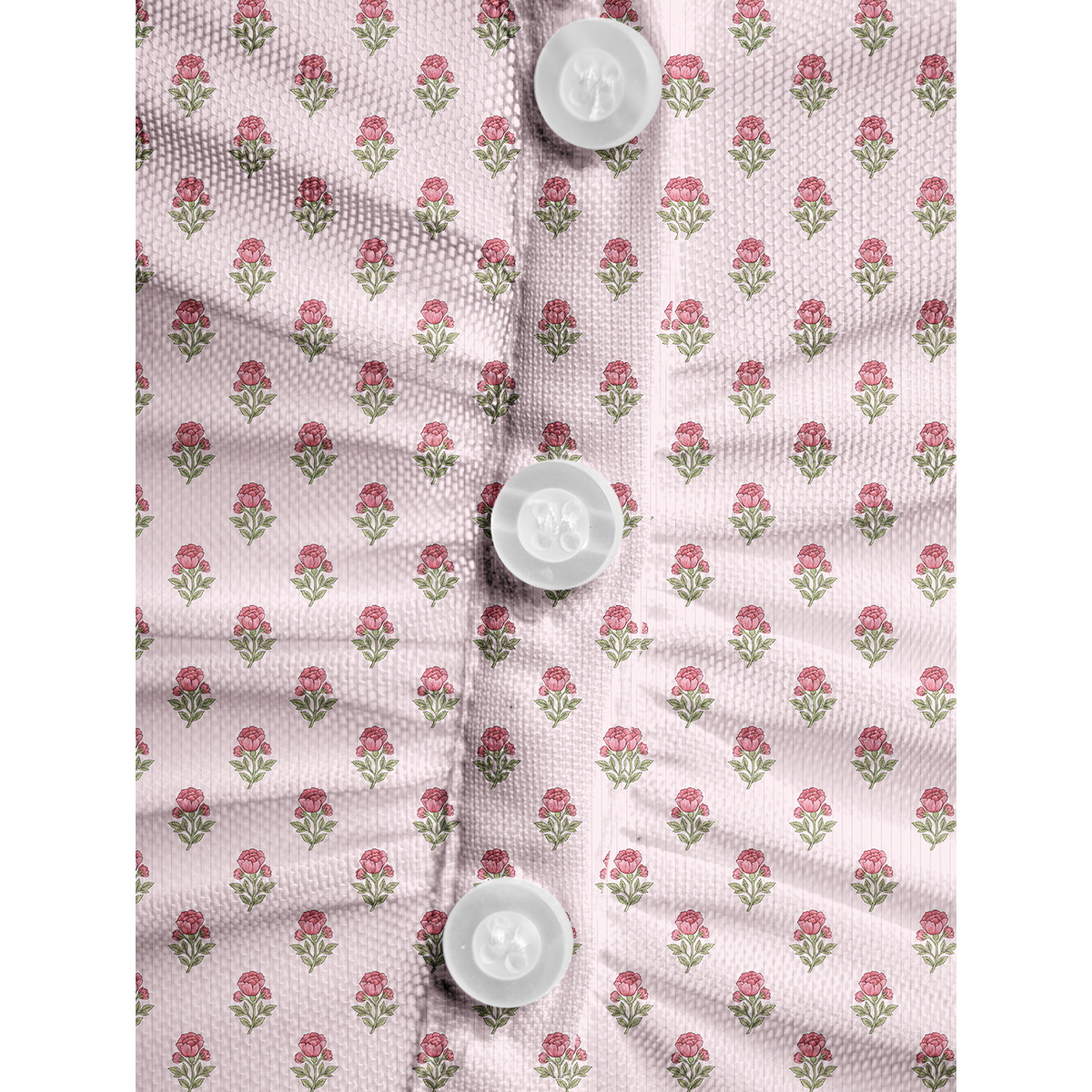 V-Neck Short Sleeve Misty Rose Garden Print Mesh Top