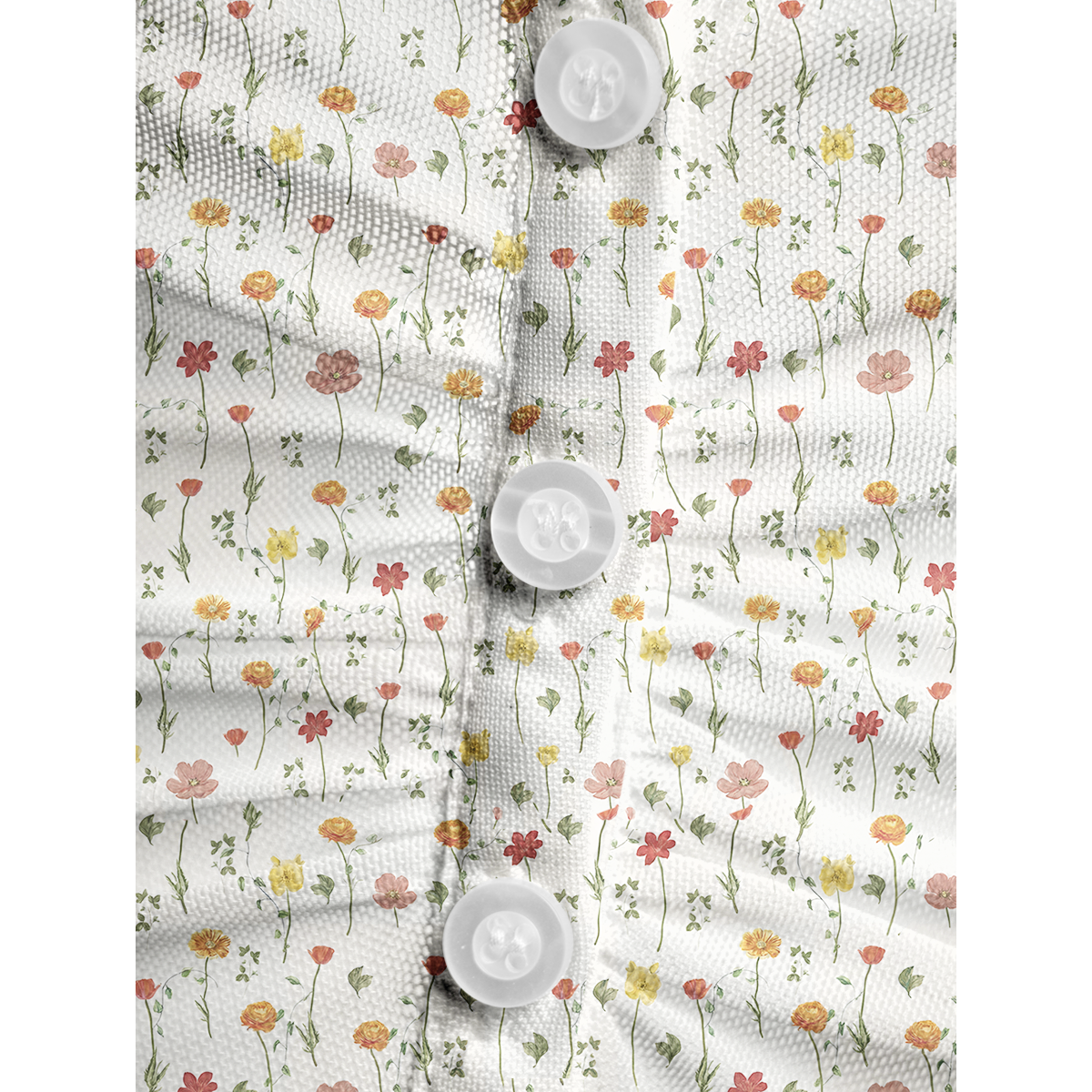 V-Neck Short Sleeve Wildlight Meadow Print Mesh Top