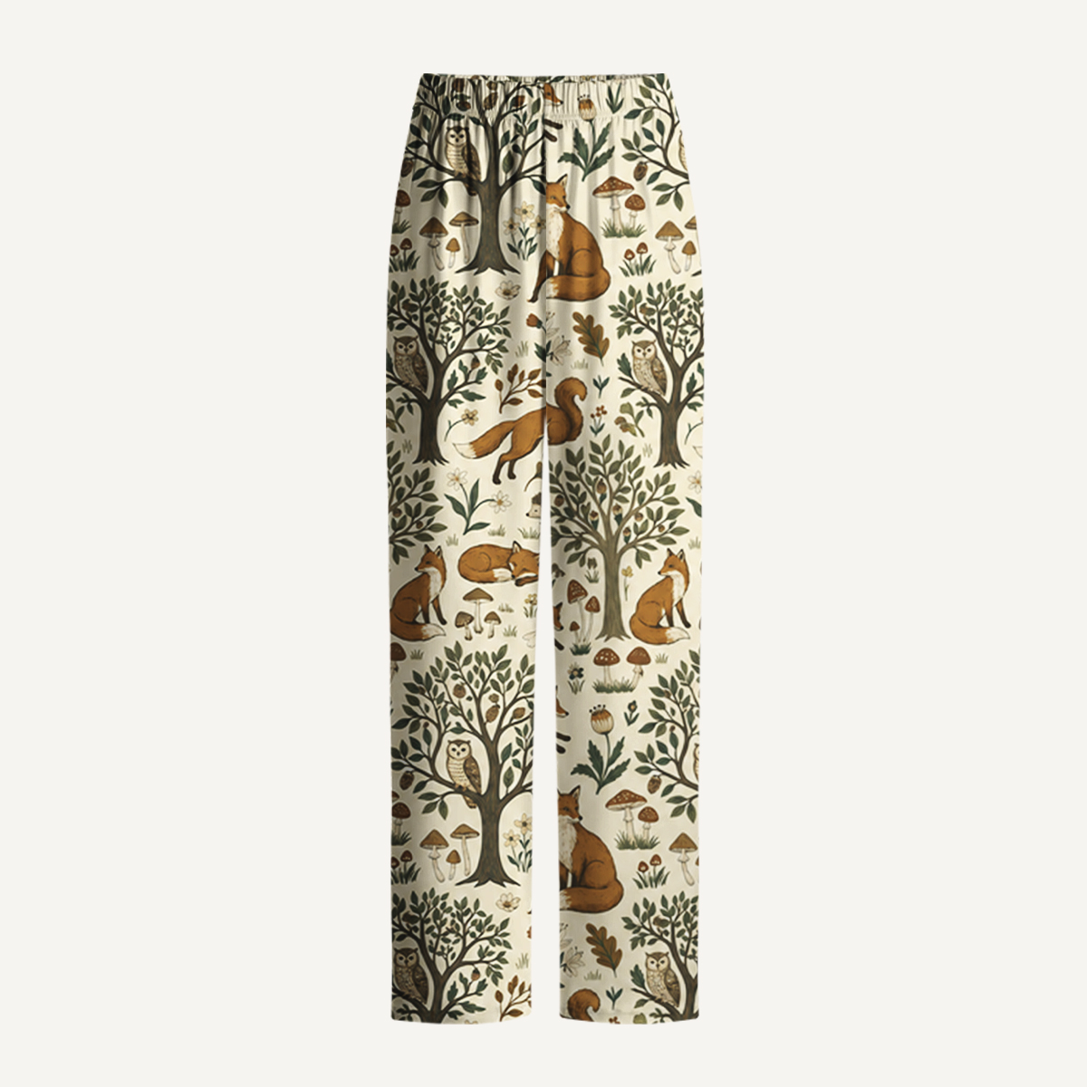 Woodland Creatures Print Long Pajama Set 