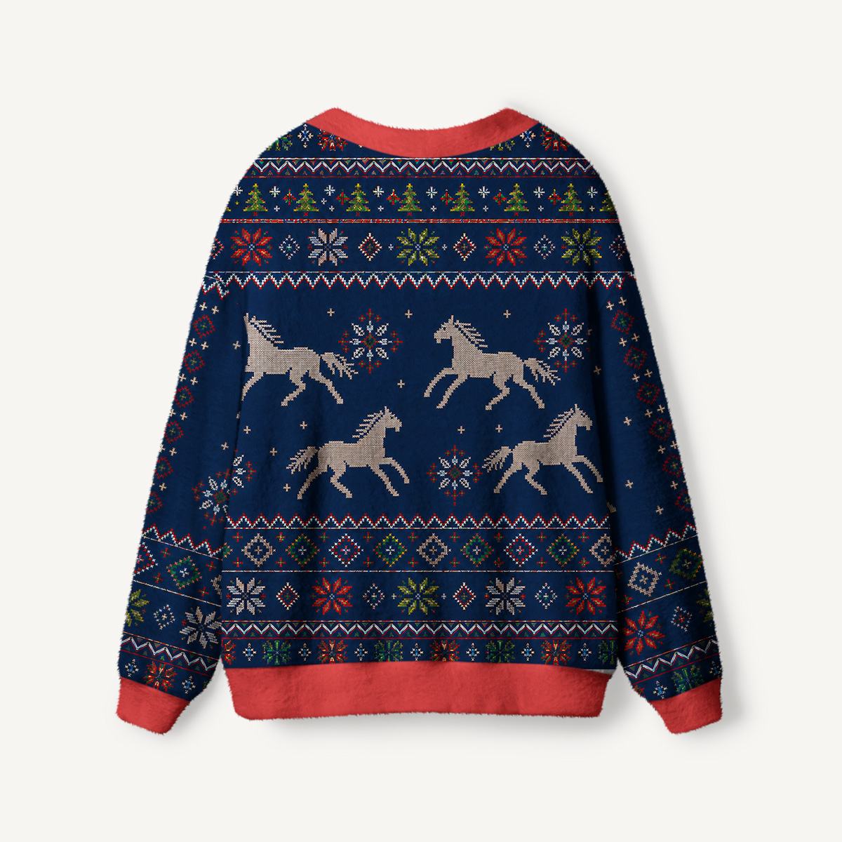 Midnight Horses Pixel Knit Print Ugly Cardigan Sweaters