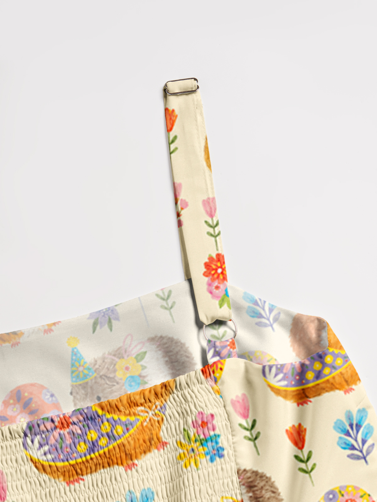 Guinea Pig Garden Party Print Wide Straps Maxi Dress With Pockets