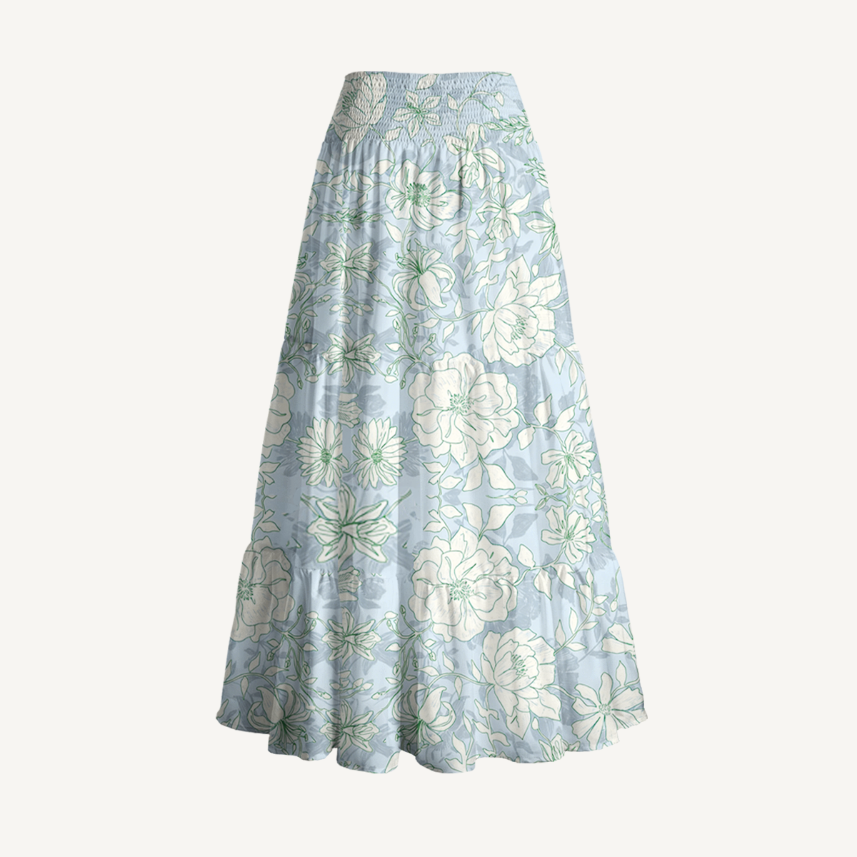 Mist Floral Print Maxi Skirt