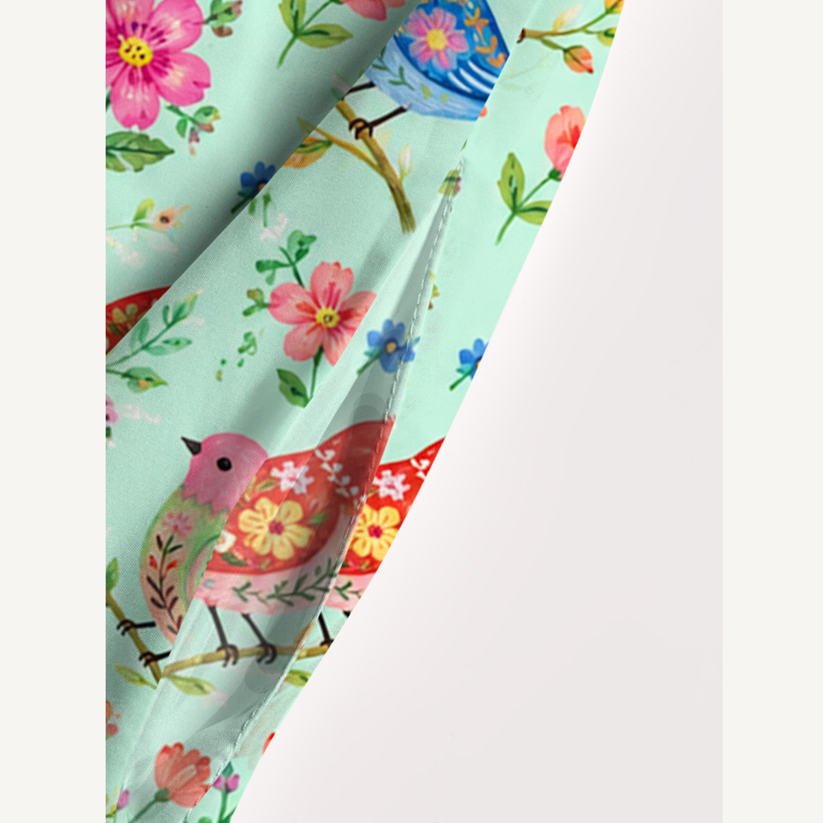 Colorful Songbird Garden Print Wide Straps Maxi Dress With Pockets