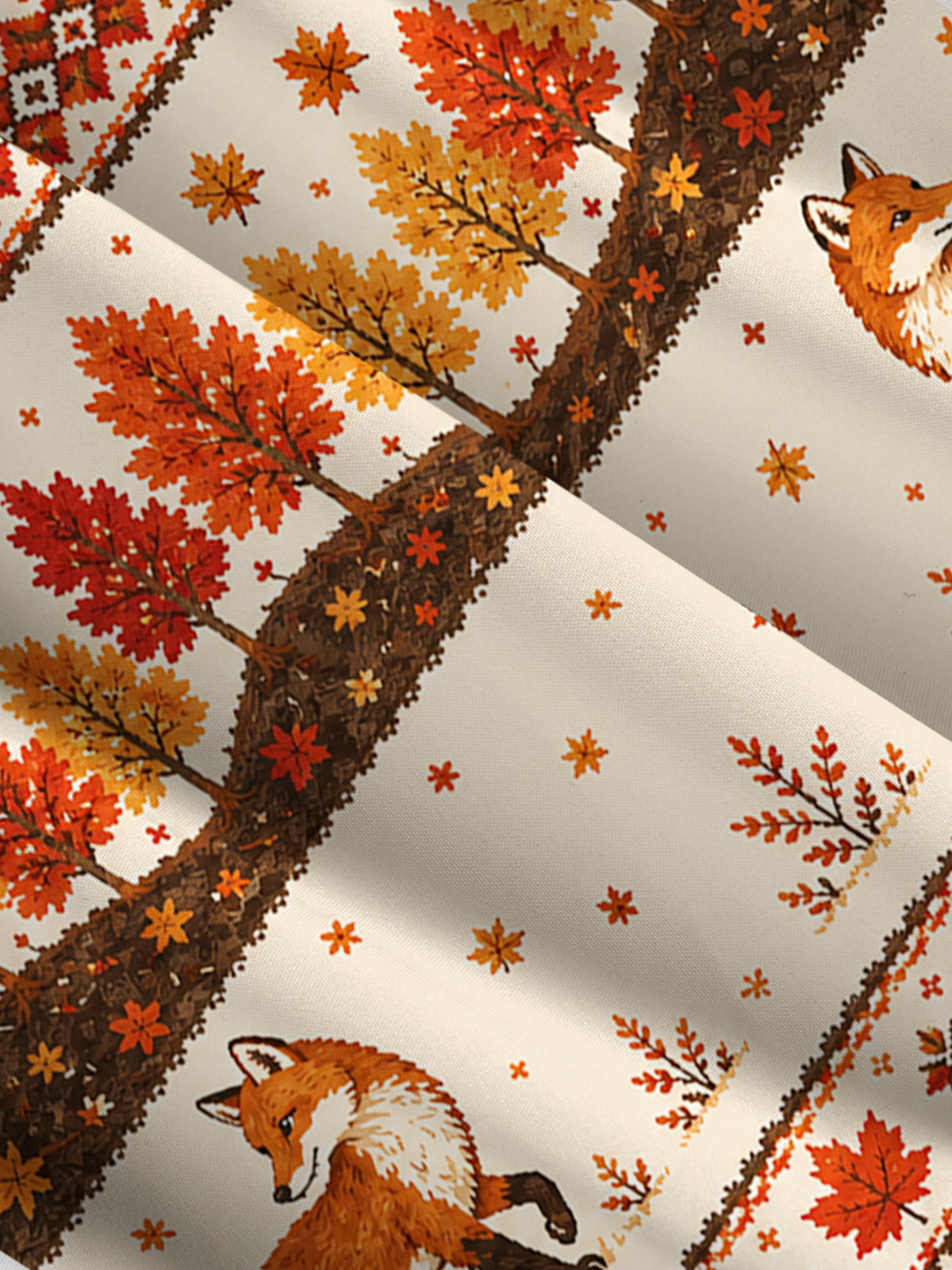 Autumn Forest Fox Print Wide Straps Maxi Dress With Pockets