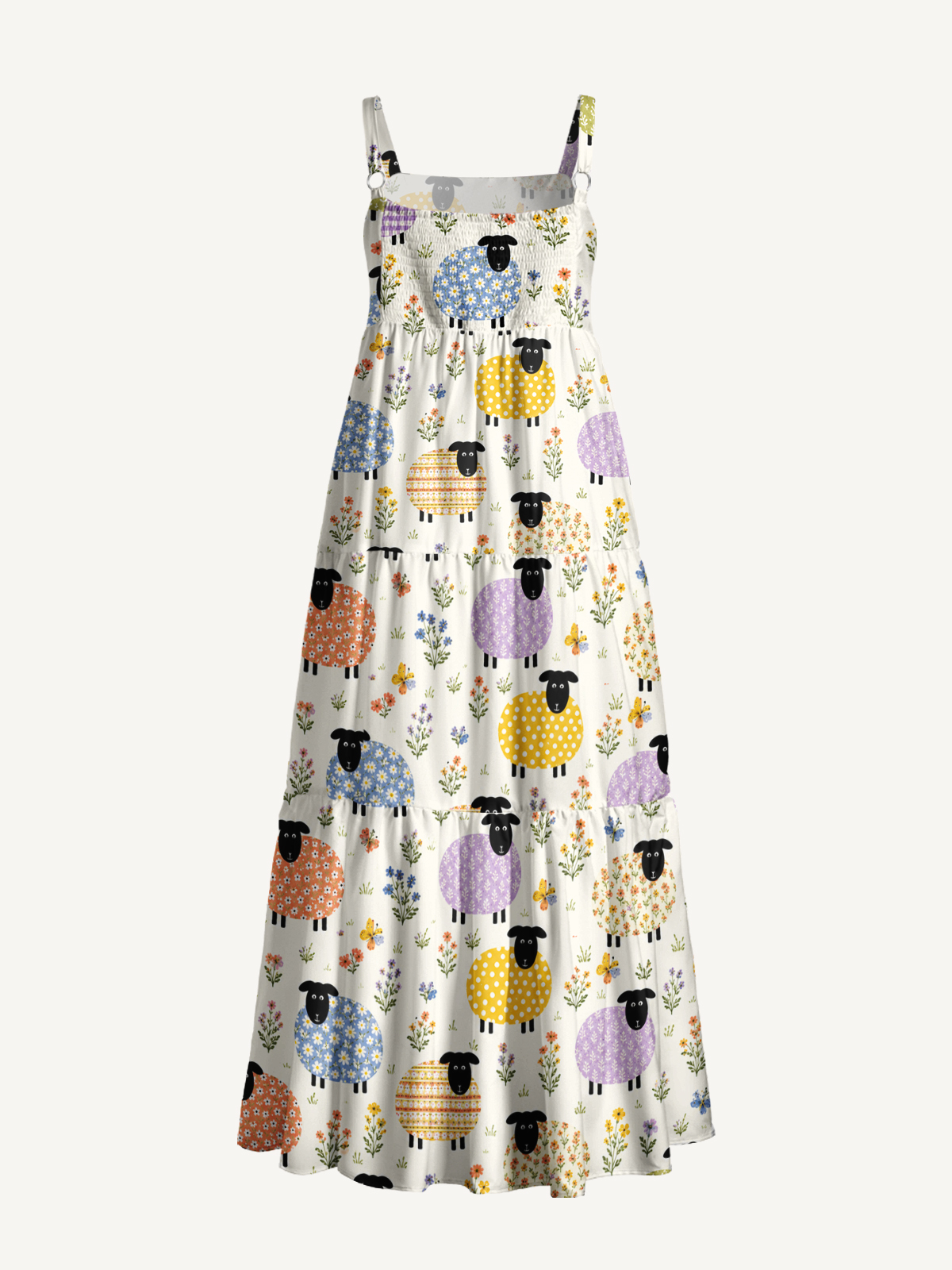 Pastel Meadow Flock Print Wide Straps Maxi Dress With Pockets