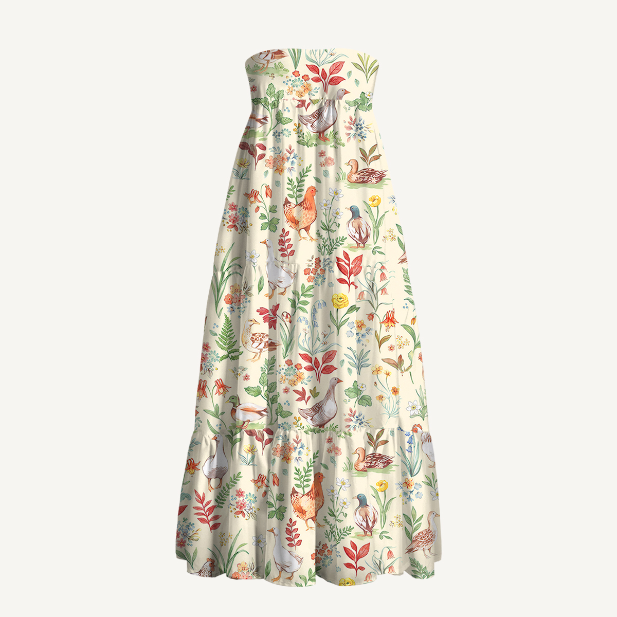 Countryside Garden Critter Print Convertible Maxi Skirt & Strapless Dress  