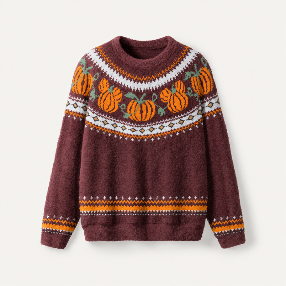 Pumpkin Harvest Autumn Fuzzy Crewneck Sweater